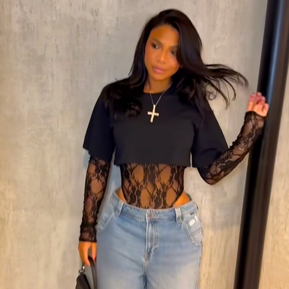 Elegant Black Lace Women Top